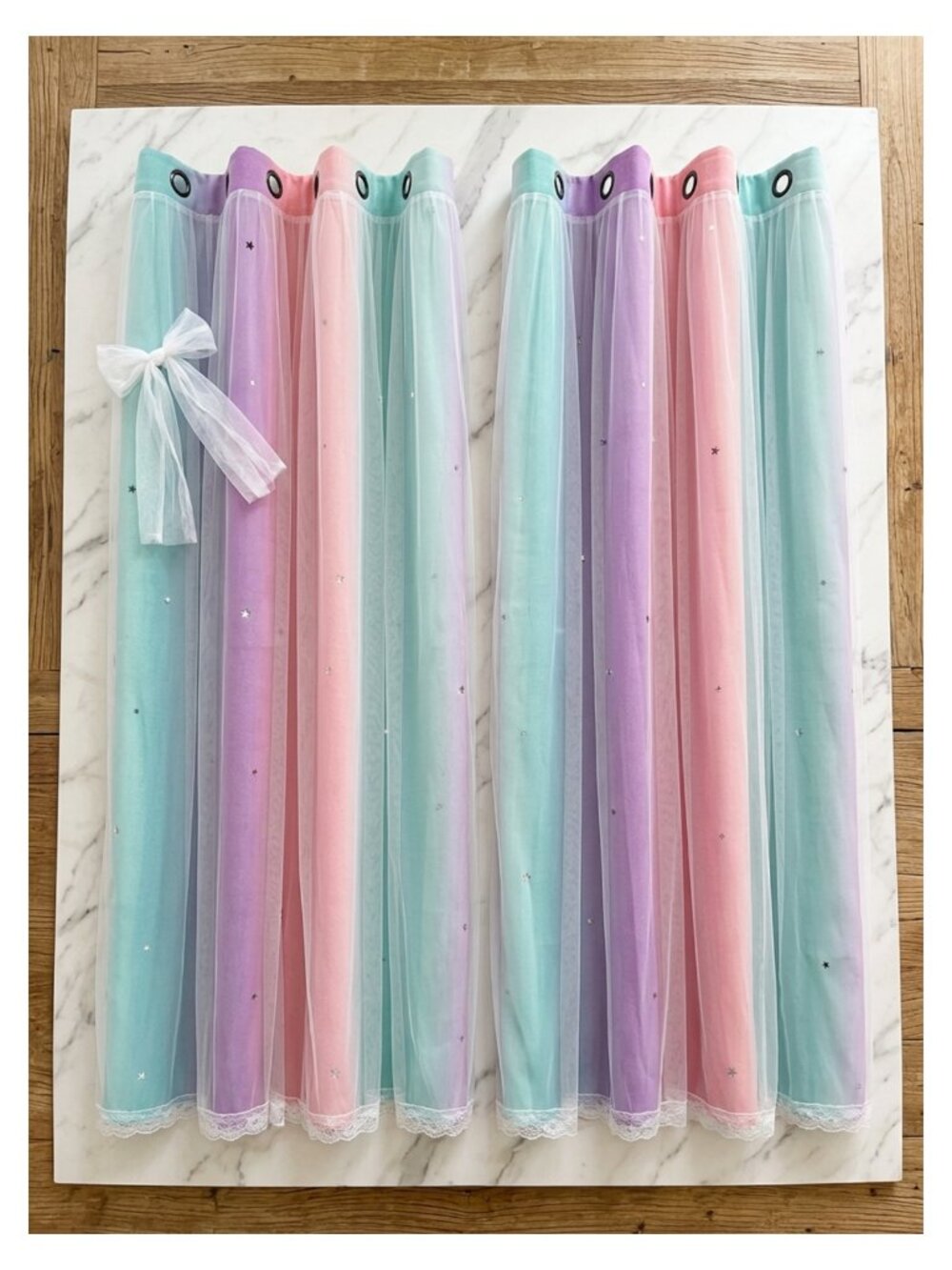 Rainbow Blackout Curtain Panel for Girls Bedroom, 63x34, Star Cutout, 1 Panel